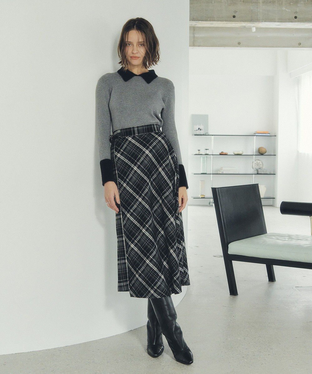 YECCA VECCA チェック柄アシメデザインスカート 