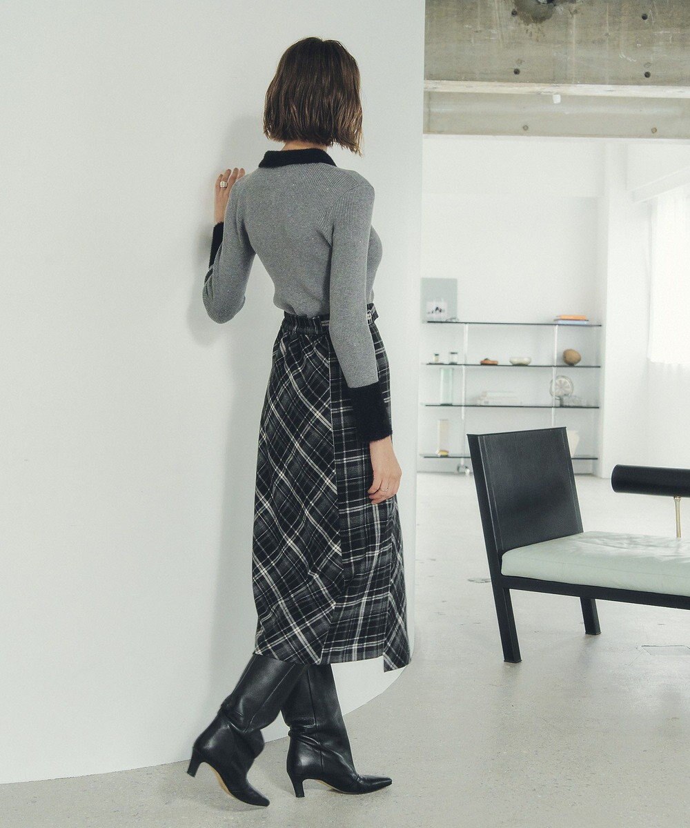 YECCA VECCA チェック柄アシメデザインスカート 