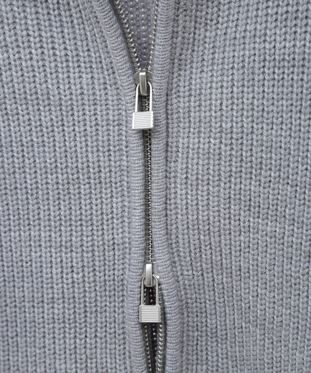 Green Parks ＺＩＰ付き畦ニットチュニック 