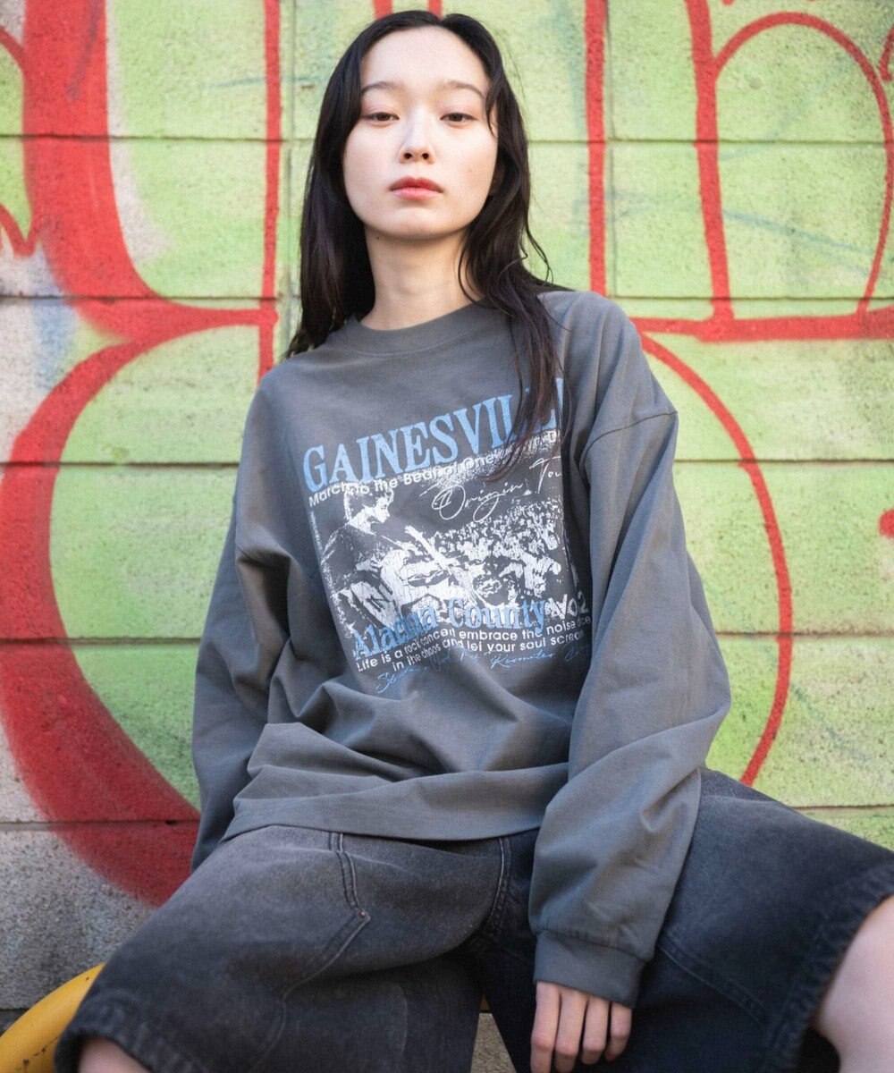 WEGO 【ユニセックス着用ITEM/MLサイズ展開】ヴィンテージライクグラフィックT（LS） 