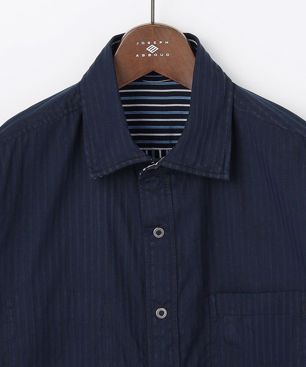 JOSEPH ABBOUD 【キングサイズ・2WAY】リバーシブルストライプ 七分袖 シャツ 