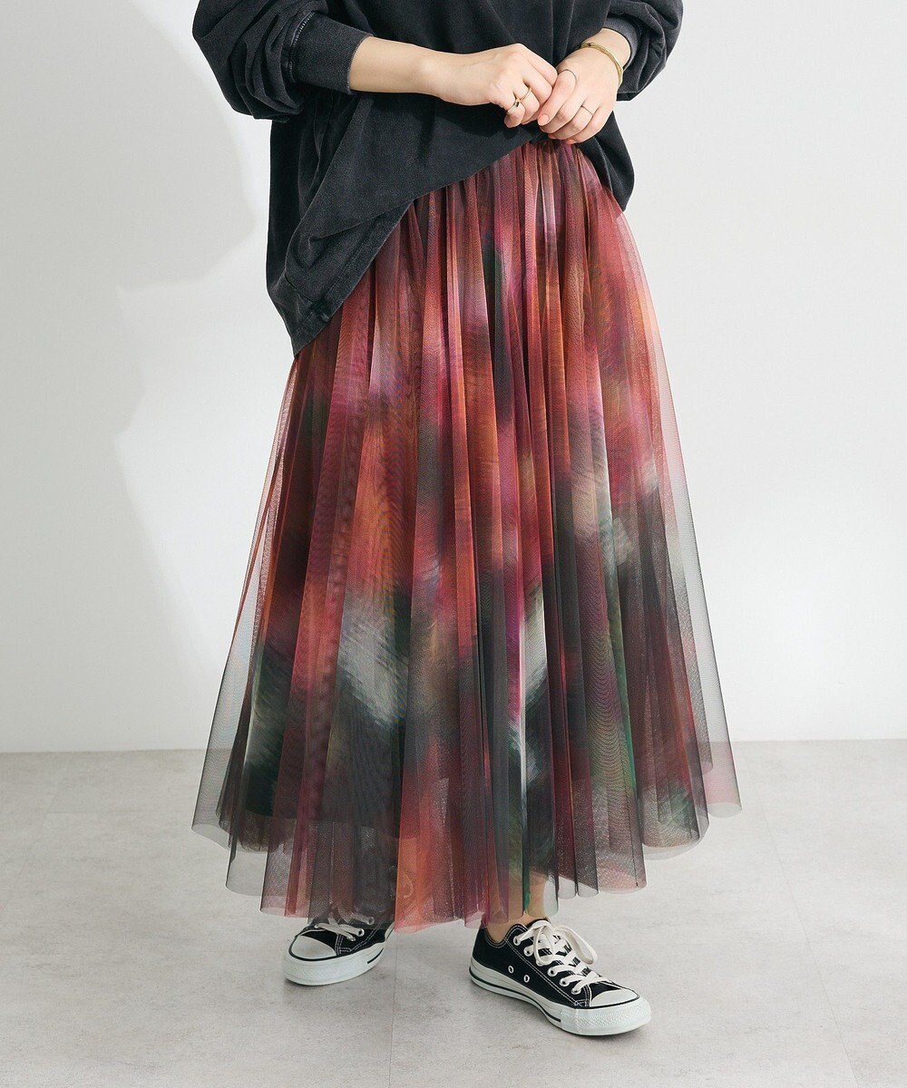 CRAFT STANDARD BOUTIQUE アート柄プリントチュールスカート 