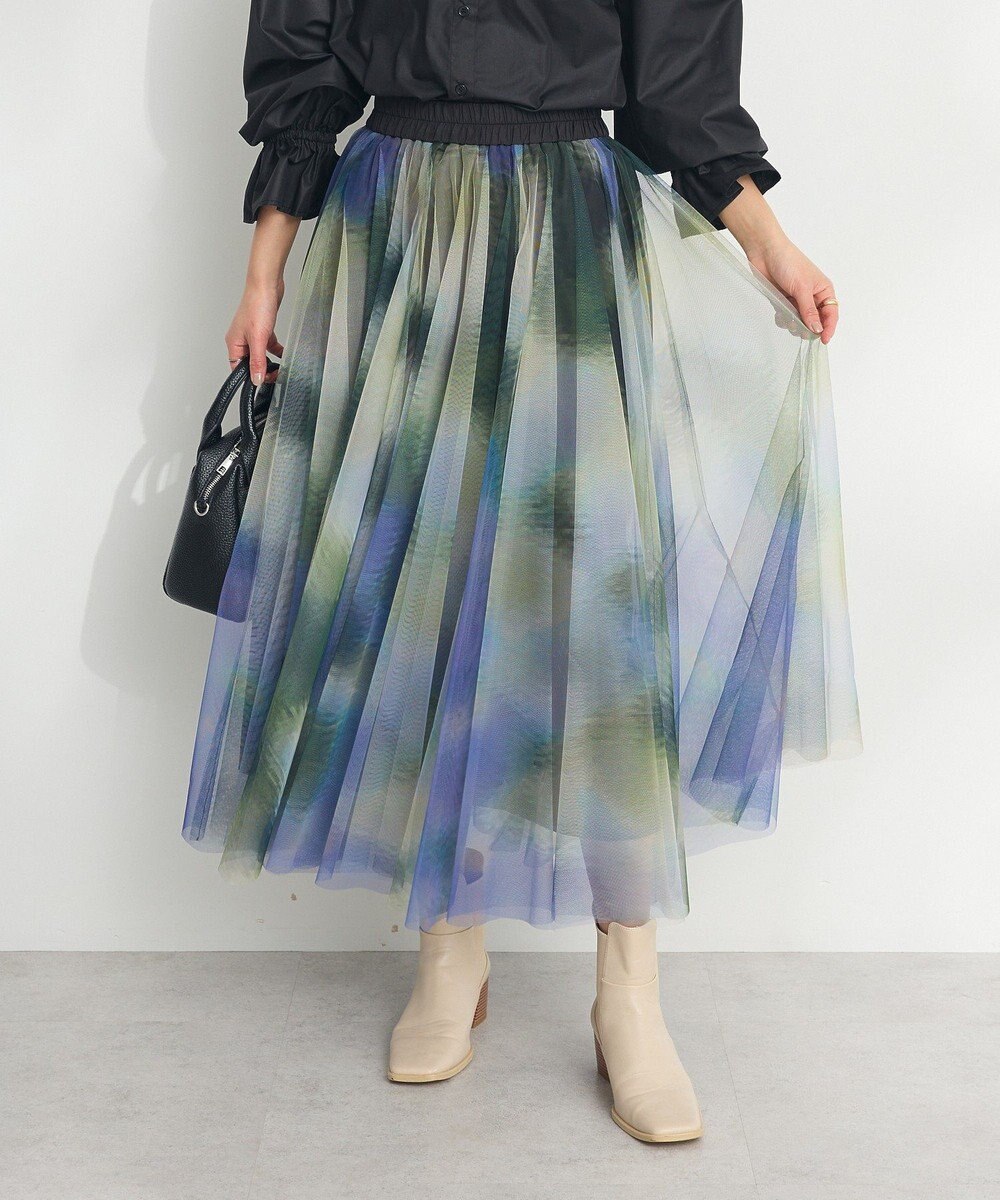 CRAFT STANDARD BOUTIQUE アート柄プリントチュールスカート 