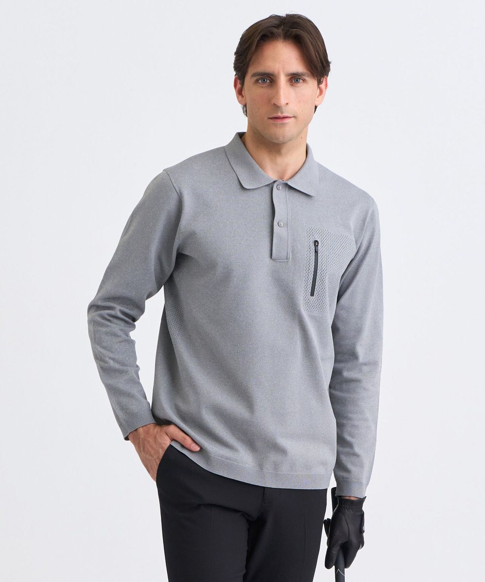 23区GOLF 【MEN】長袖ニットポロシャツ ホールガーメント 