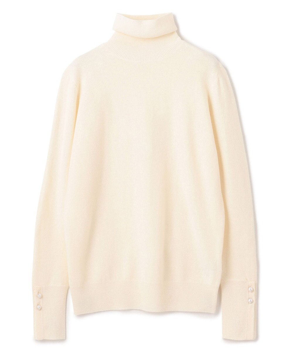 BEIGE， 【WEB限定・洗える】ALSACE / パール釦タートルネックウールニット 