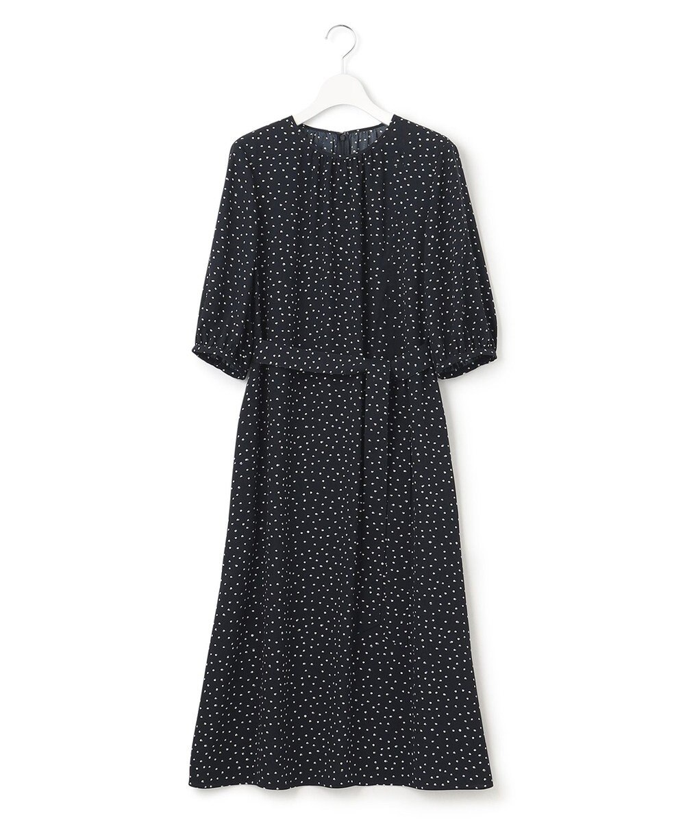 23区 【洗える】バックサテンアムンゼン ドットプリント ワンピース 