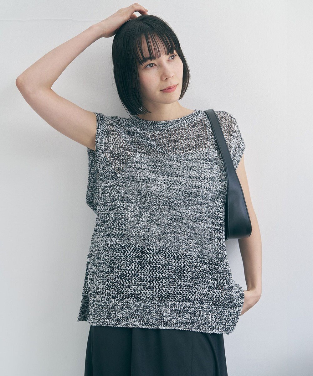 UNFILO L リネンペーパー メッシュニット ベスト 