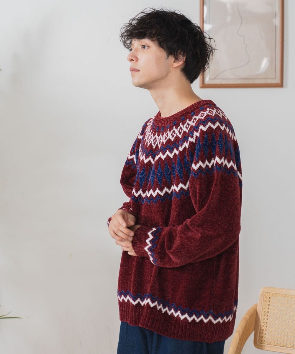 WEGO ベロアモール総柄ラグランプルオーバー 