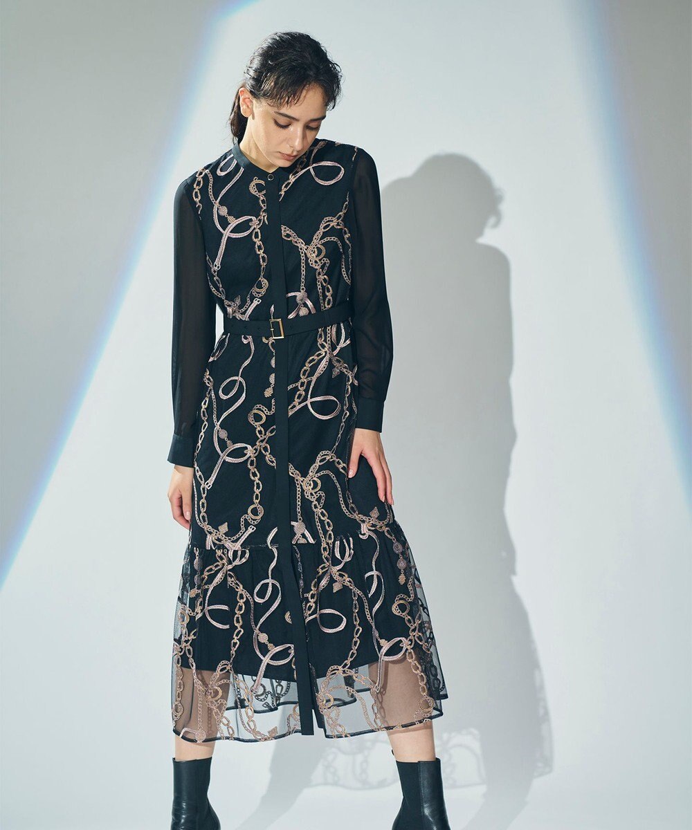 GRACE CONTINENTAL チェーン刺繍ワンピース 