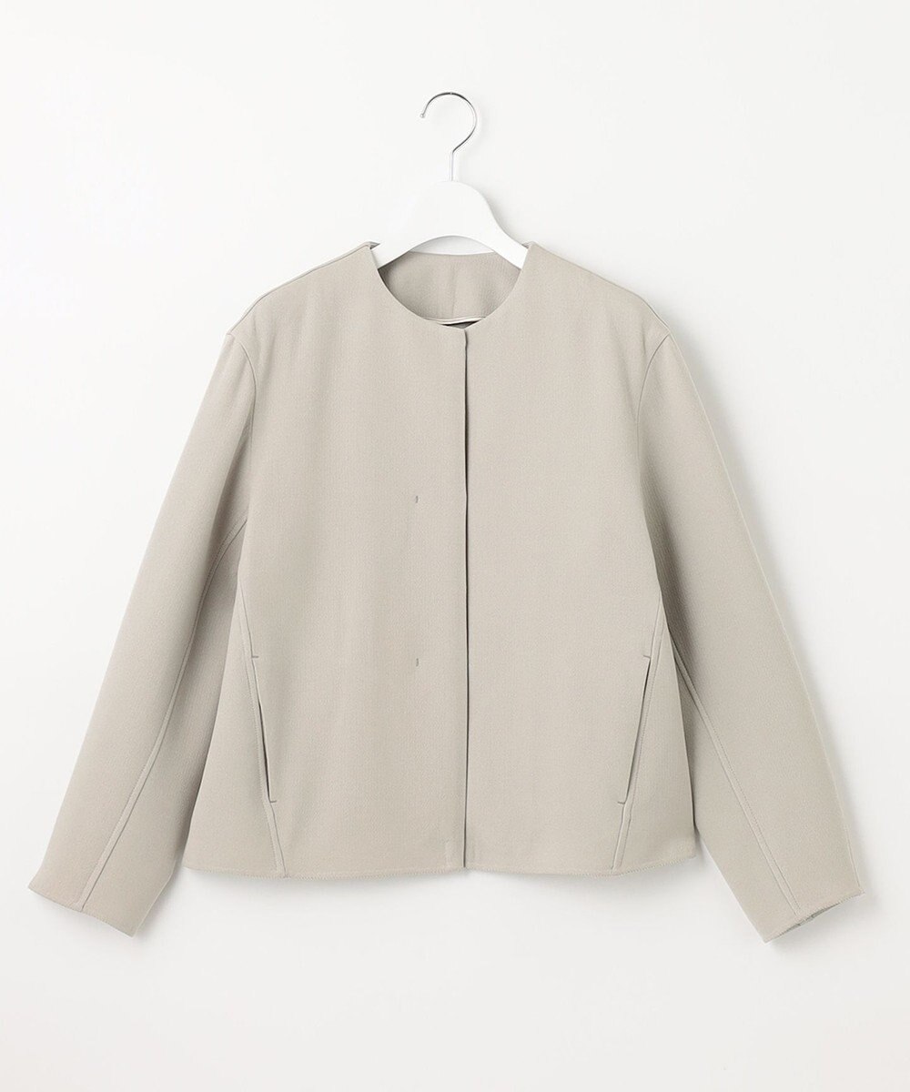 自由区 【XSサイズ～/洗える】ライトダブルクロス ノーカラージャケット 