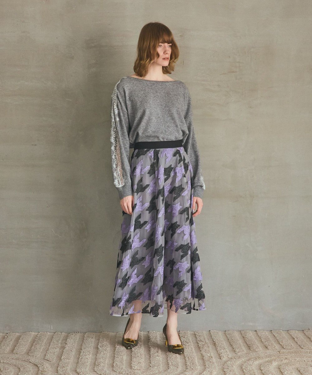 GRACE CONTINENTAL 千鳥刺繍チュールスカート 