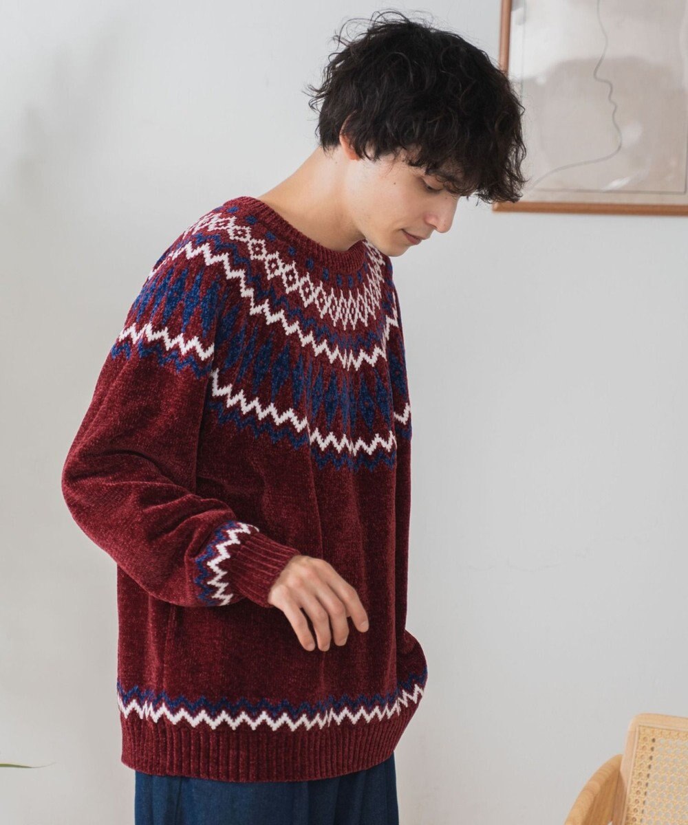 WEGO ベロアモール総柄ラグランプルオーバー 