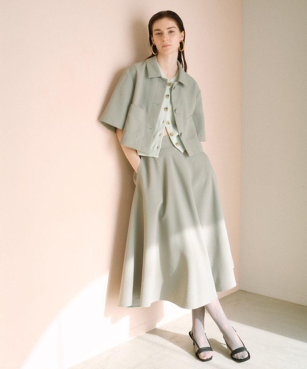 #Newans 【シワになりにくい】〈花乃まりあさんコラボ〉クロップドシャツジャケット 