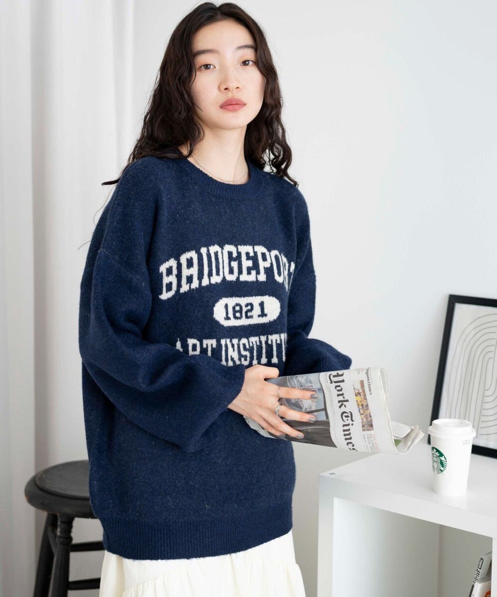 WEGO フラッフィーロゴジャガードニットプルオーバー 