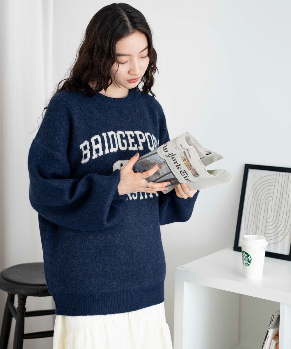 WEGO フラッフィーロゴジャガードニットプルオーバー 