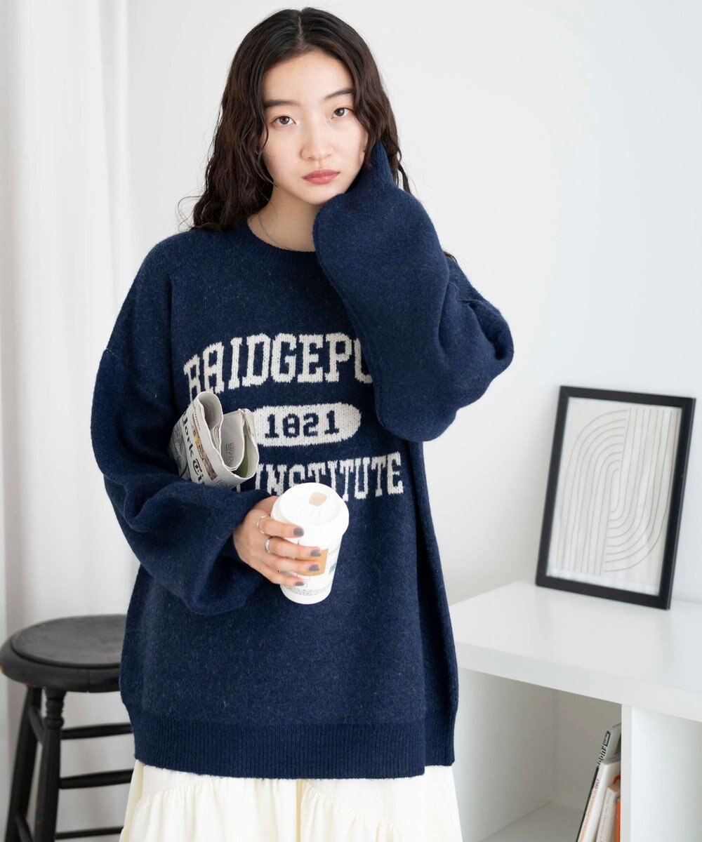 WEGO フラッフィーロゴジャガードニットプルオーバー 