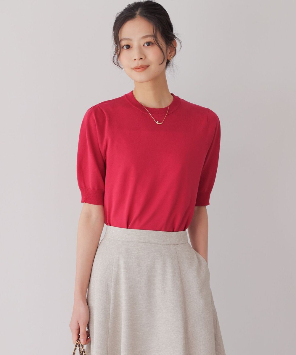 組曲 L シアー ニット５分袖 プルオーバー 