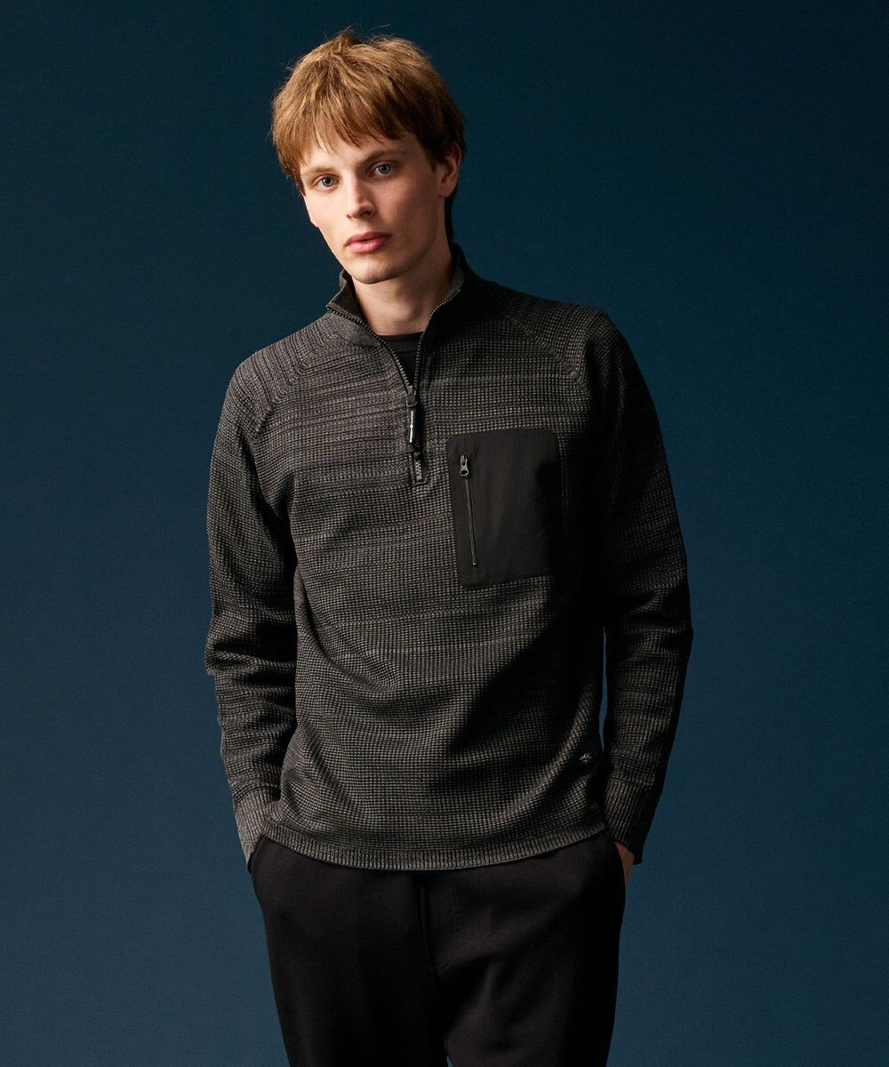 JOSEPH ABBOUD MOUNTAIN 【軽さ/ストレッチ】ホールガーメント3Dニット トスタンドZIPプルオーバー 