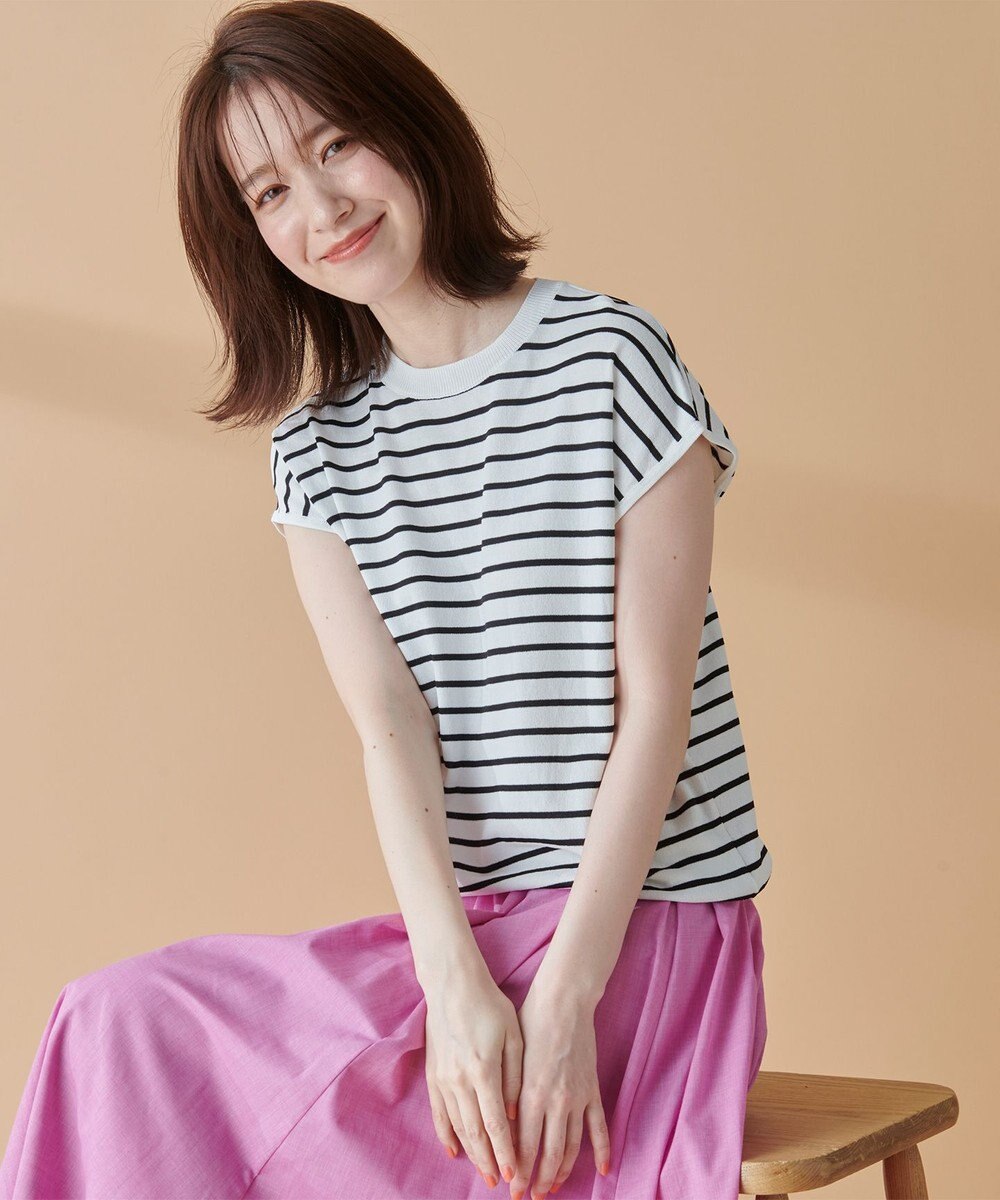 ANY 【UVケア/接触冷感/アンチピリング】クールタッチフレンチスリーブニット 