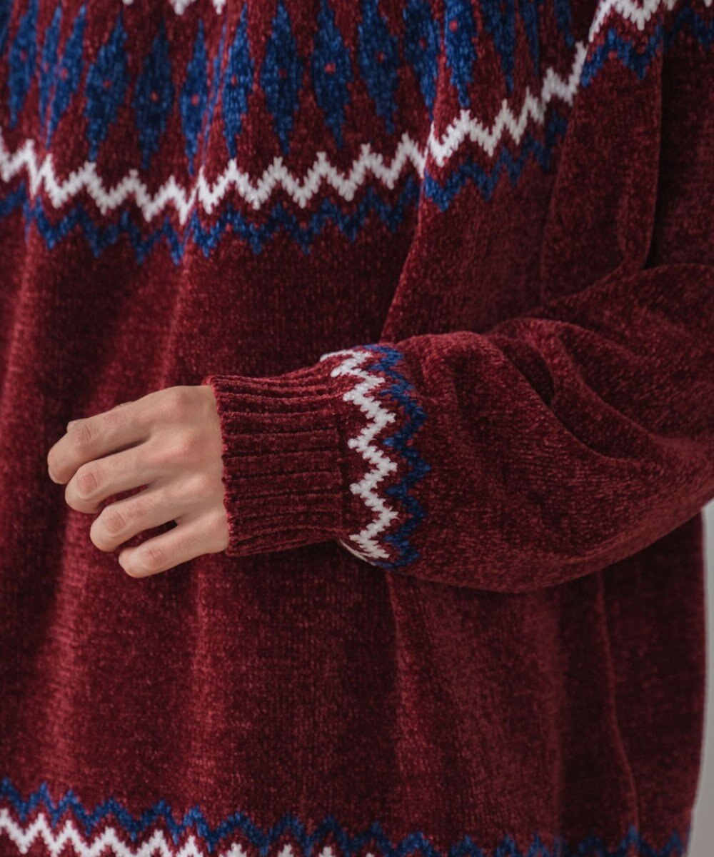 WEGO ベロアモール総柄ラグランプルオーバー 