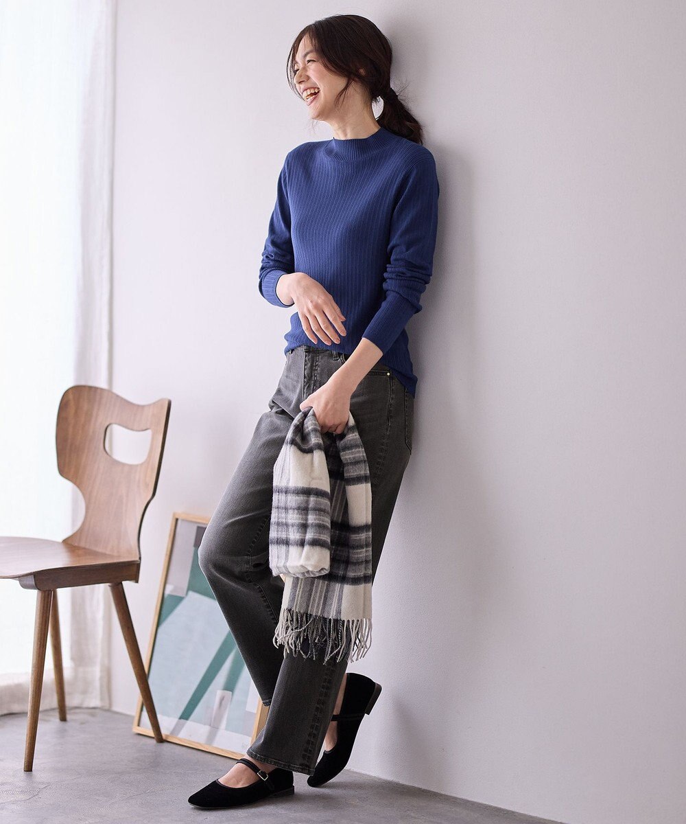 ANY 【洗濯機可】ランダムリブハイネックニット 