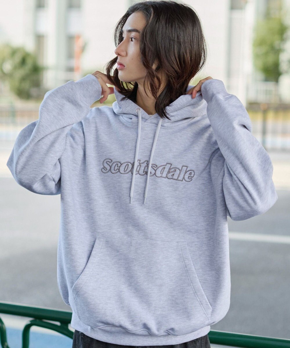 WEGO 【ユニセックス着用ITEM】エンボスステッチロゴプルパーカー 