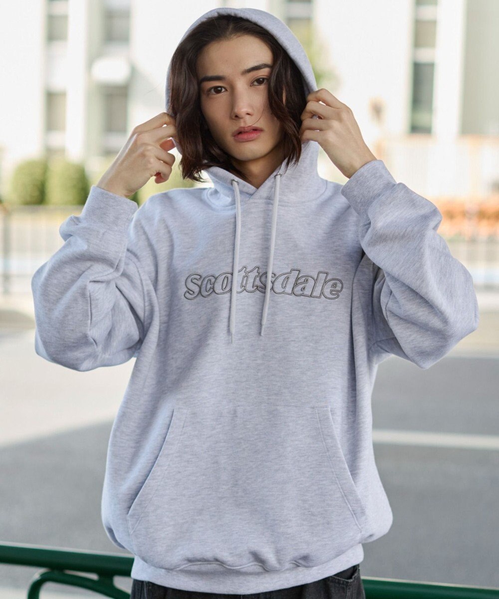 WEGO 【ユニセックス着用ITEM】エンボスステッチロゴプルパーカー 