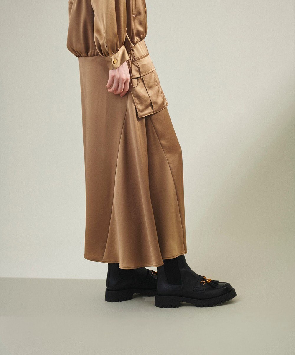 GRACE CONTINENTAL サテンミリタリーロングスカート 