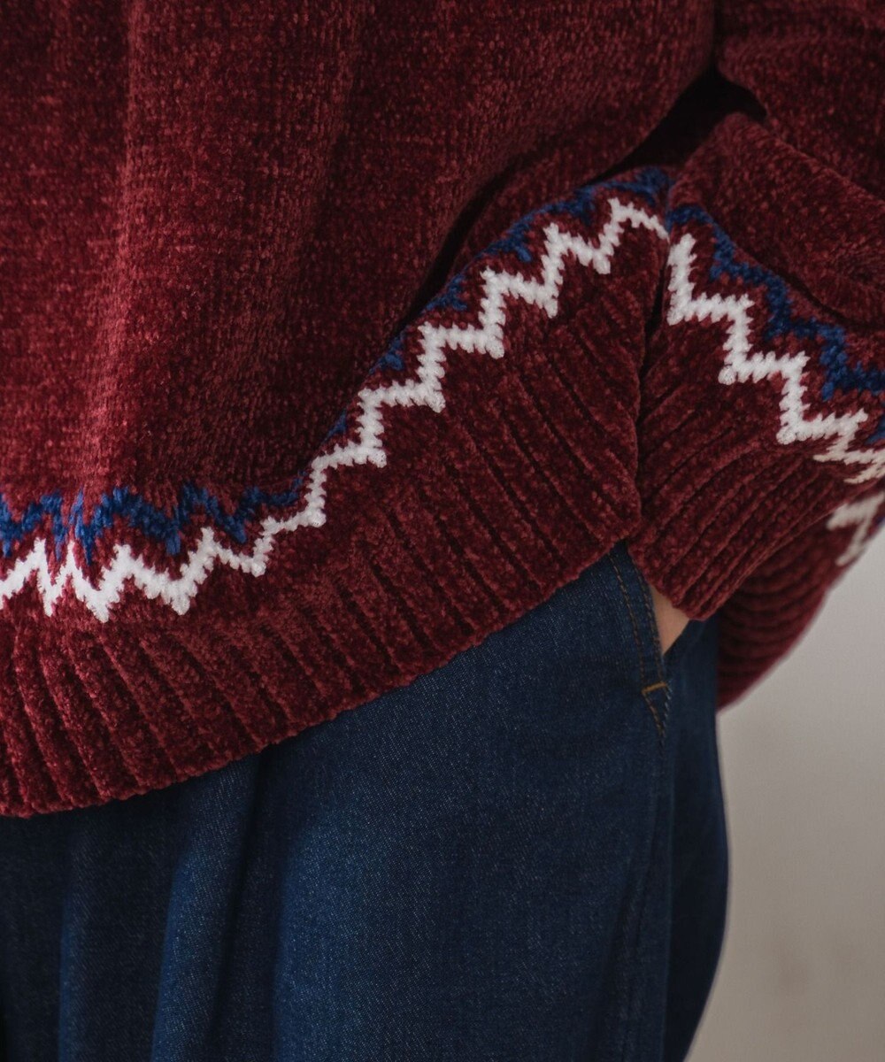 WEGO ベロアモール総柄ラグランプルオーバー 