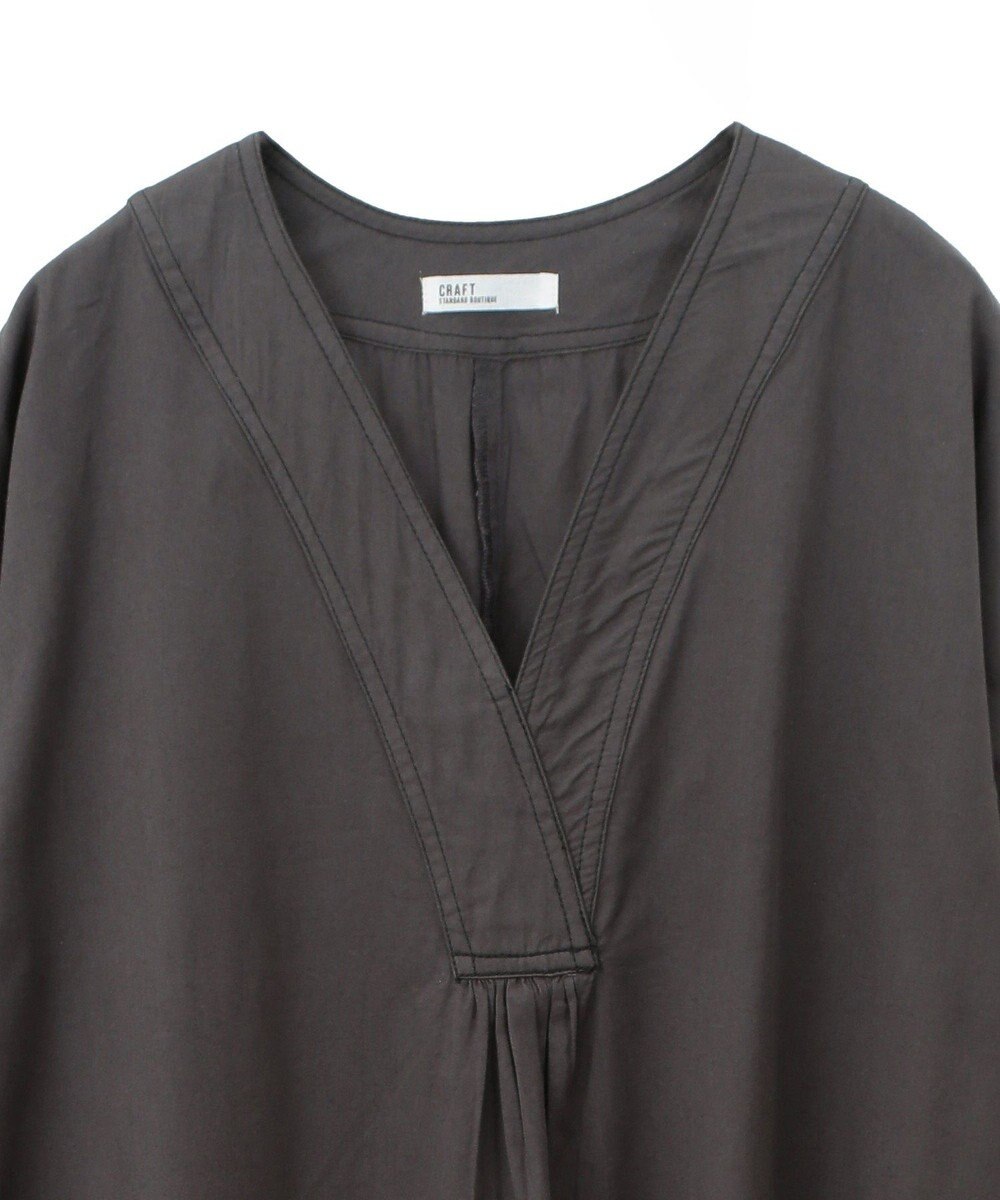 CRAFT STANDARD BOUTIQUE 刺繍入りツイルＶネックワンピース 