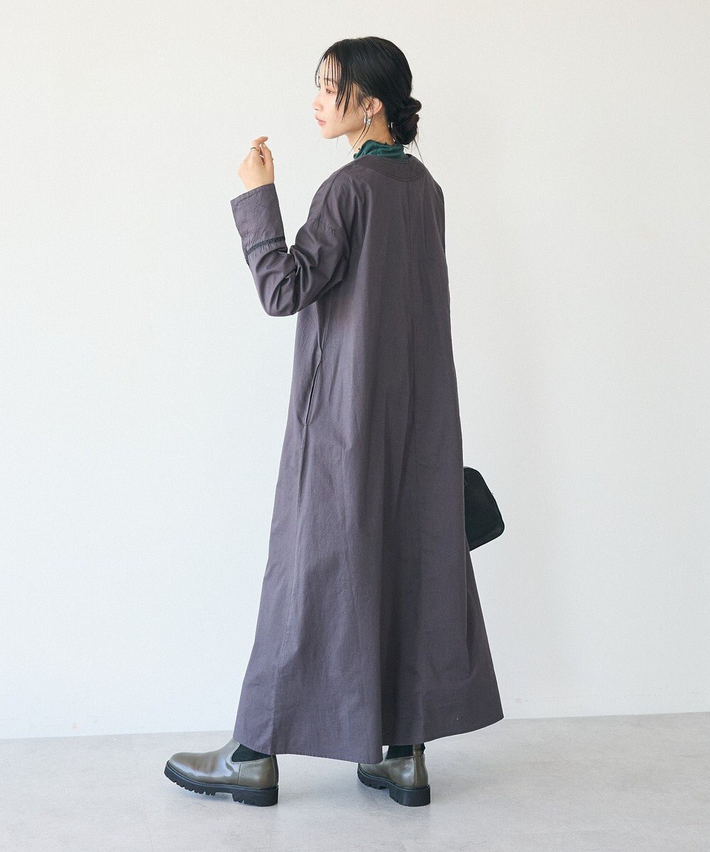 CRAFT STANDARD BOUTIQUE 刺繍入りツイルＶネックワンピース 