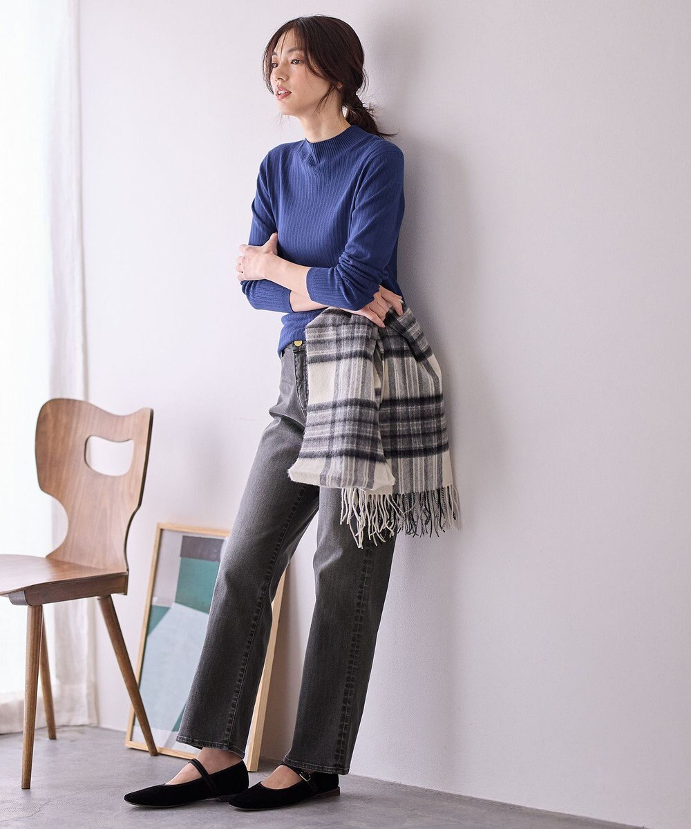 ANY 【洗濯機可】ランダムリブハイネックニット 