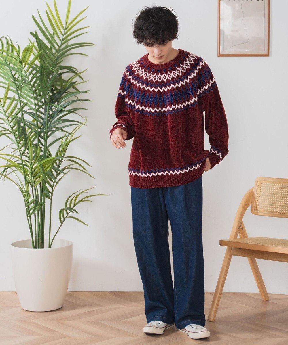 WEGO ベロアモール総柄ラグランプルオーバー 