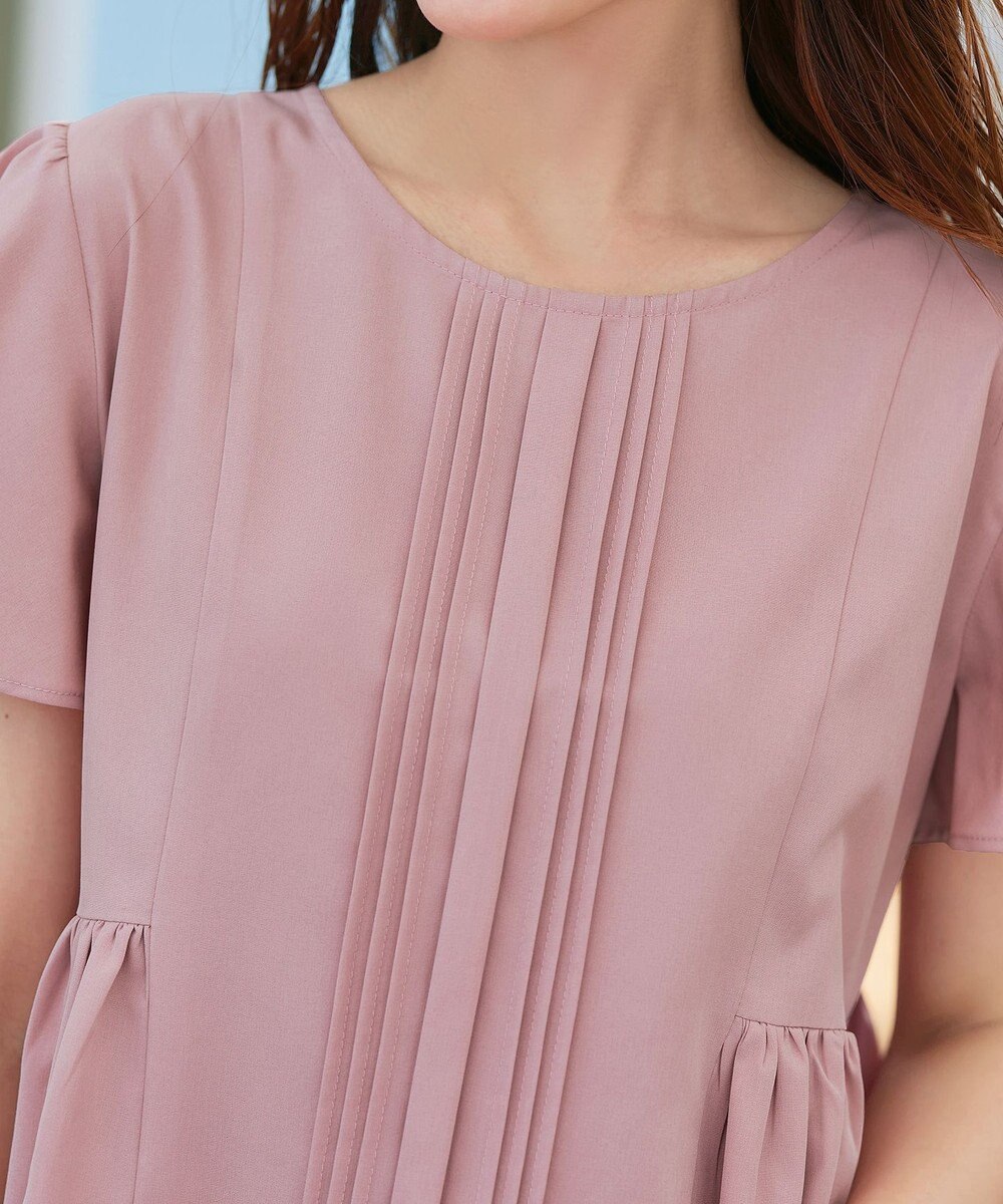 Tiaclasse 【洗える】ペプラムギャザーピンタックブラウス 