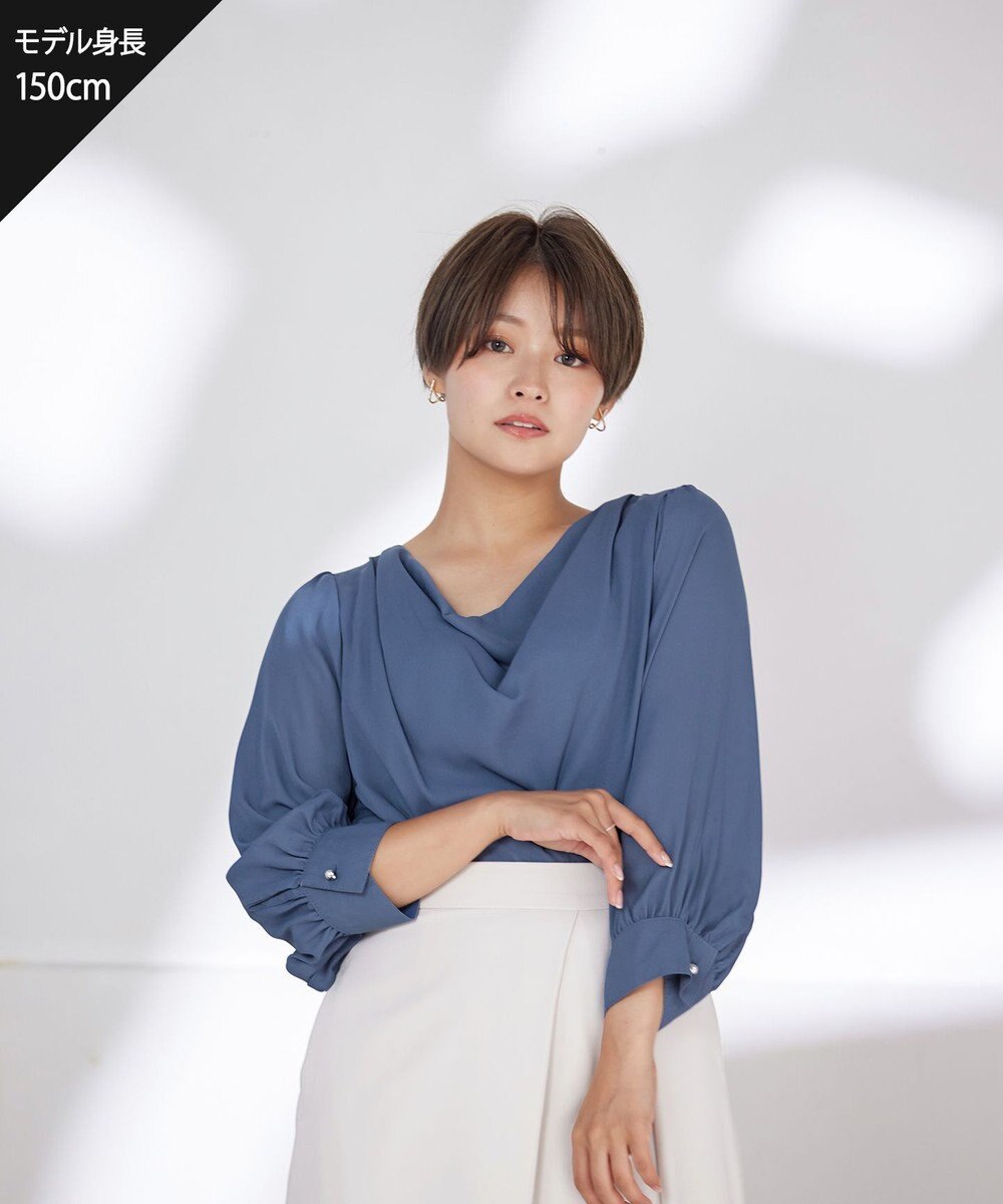 Tiaclasse 【洗える】胸元ドレープブラウス 