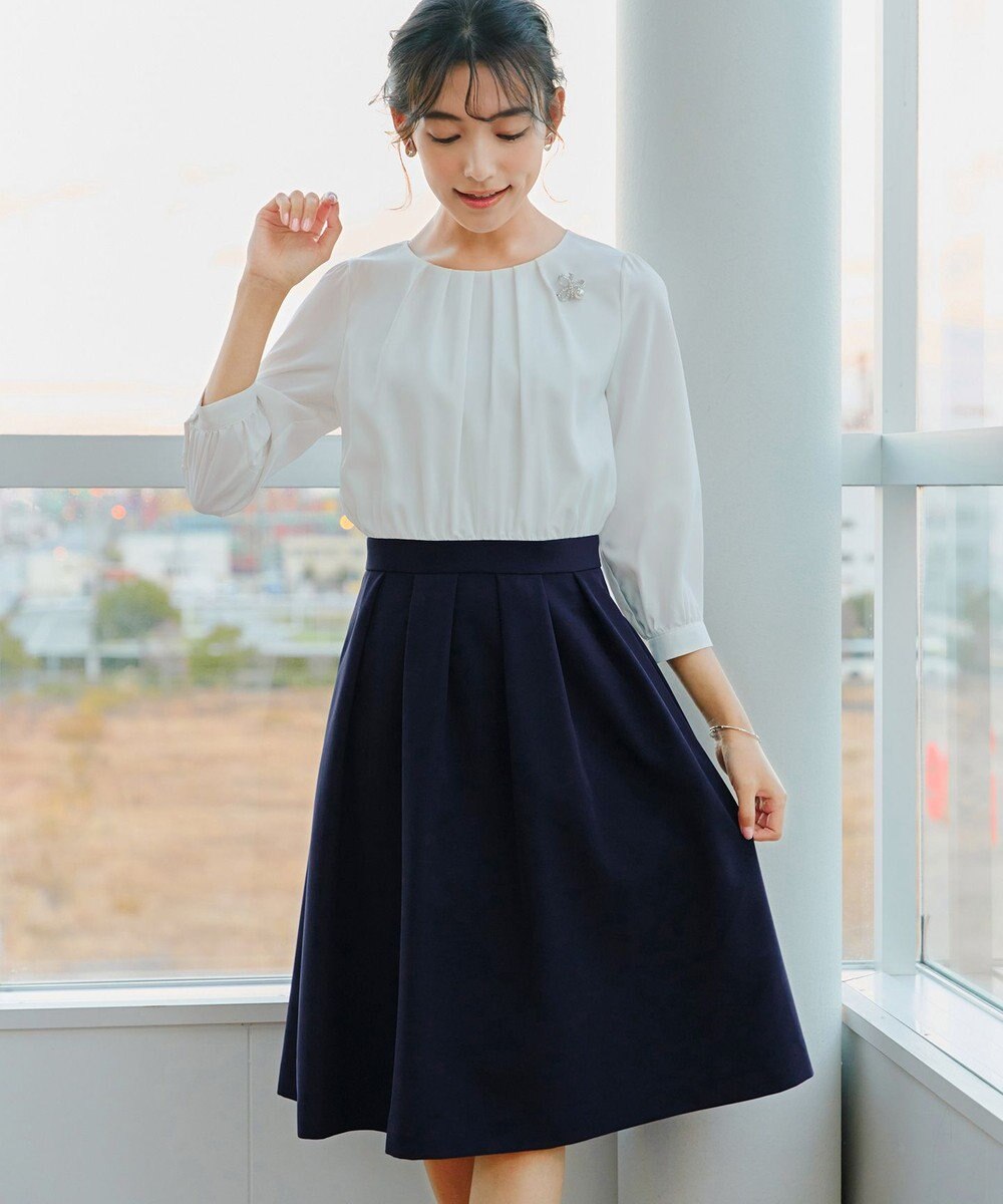 Tiaclasse L 【ダブルクロス】シフォンドッキングワンピース 