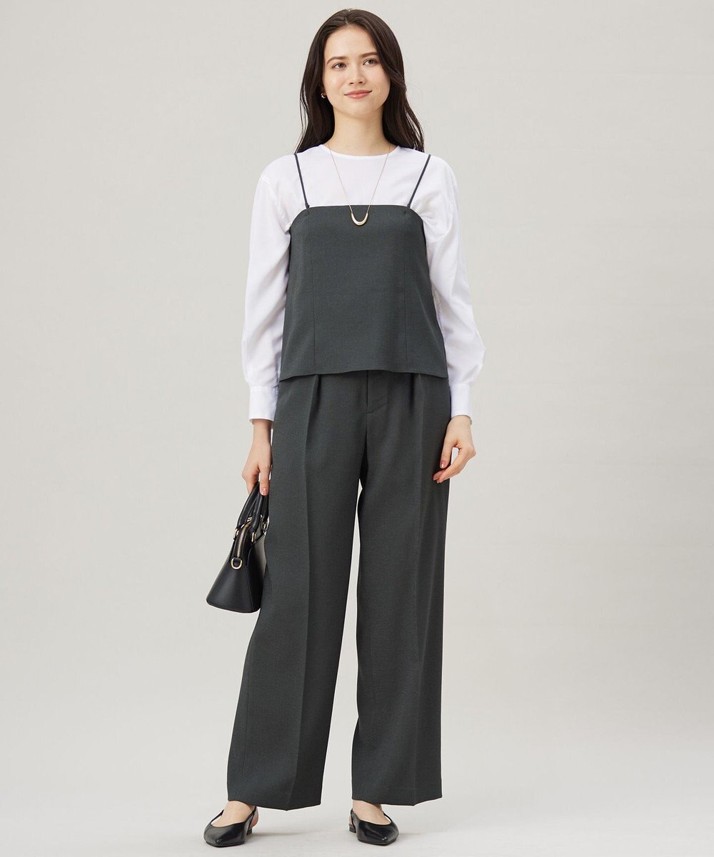 自由区 S 【セットアップ対応・接触冷感・洗える】リネンライクシンセティックワイドストレート パンツ 