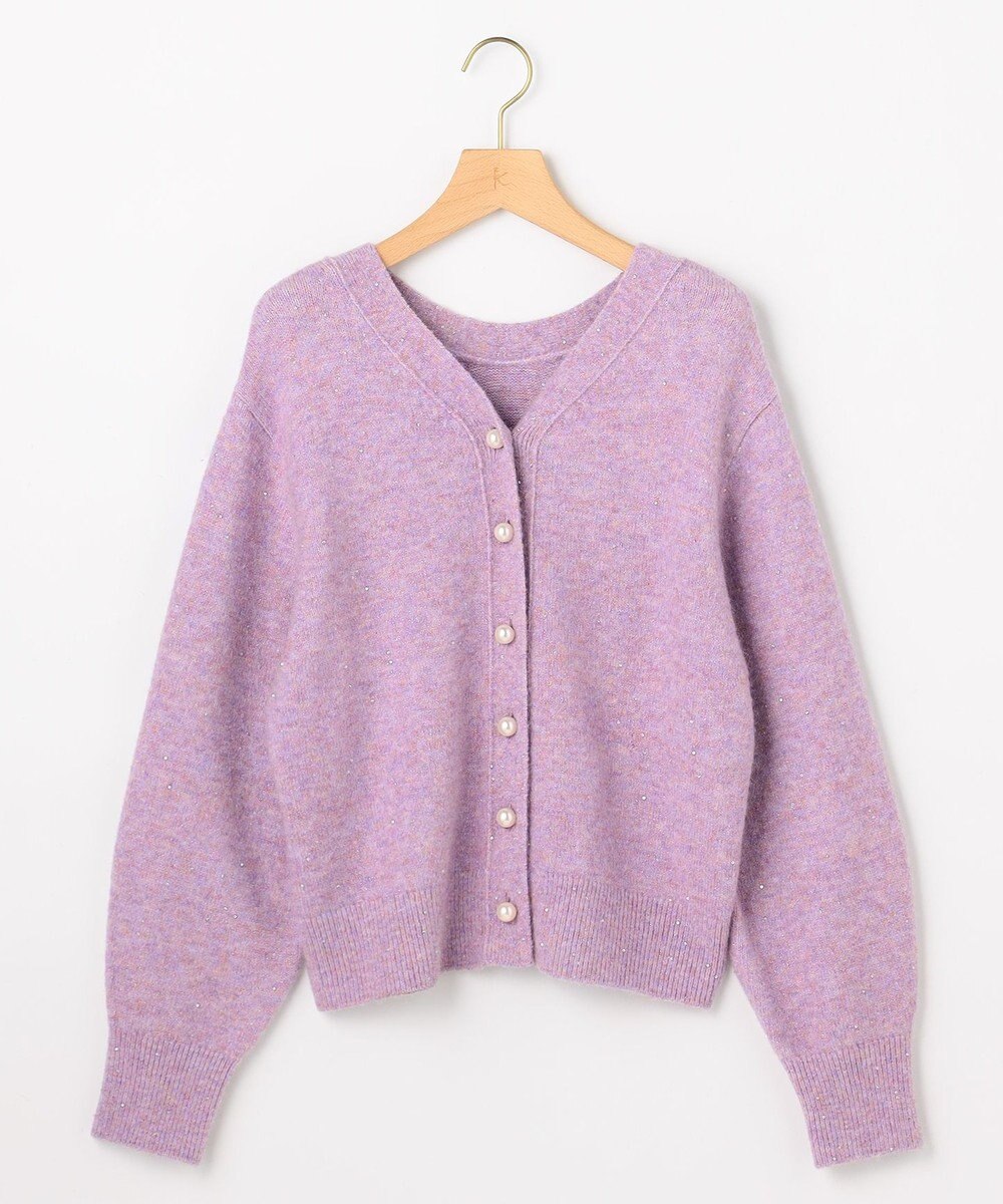 組曲 【加藤ローサさん着用 / 前後着用可】スパンコールヤーン カーディガン 