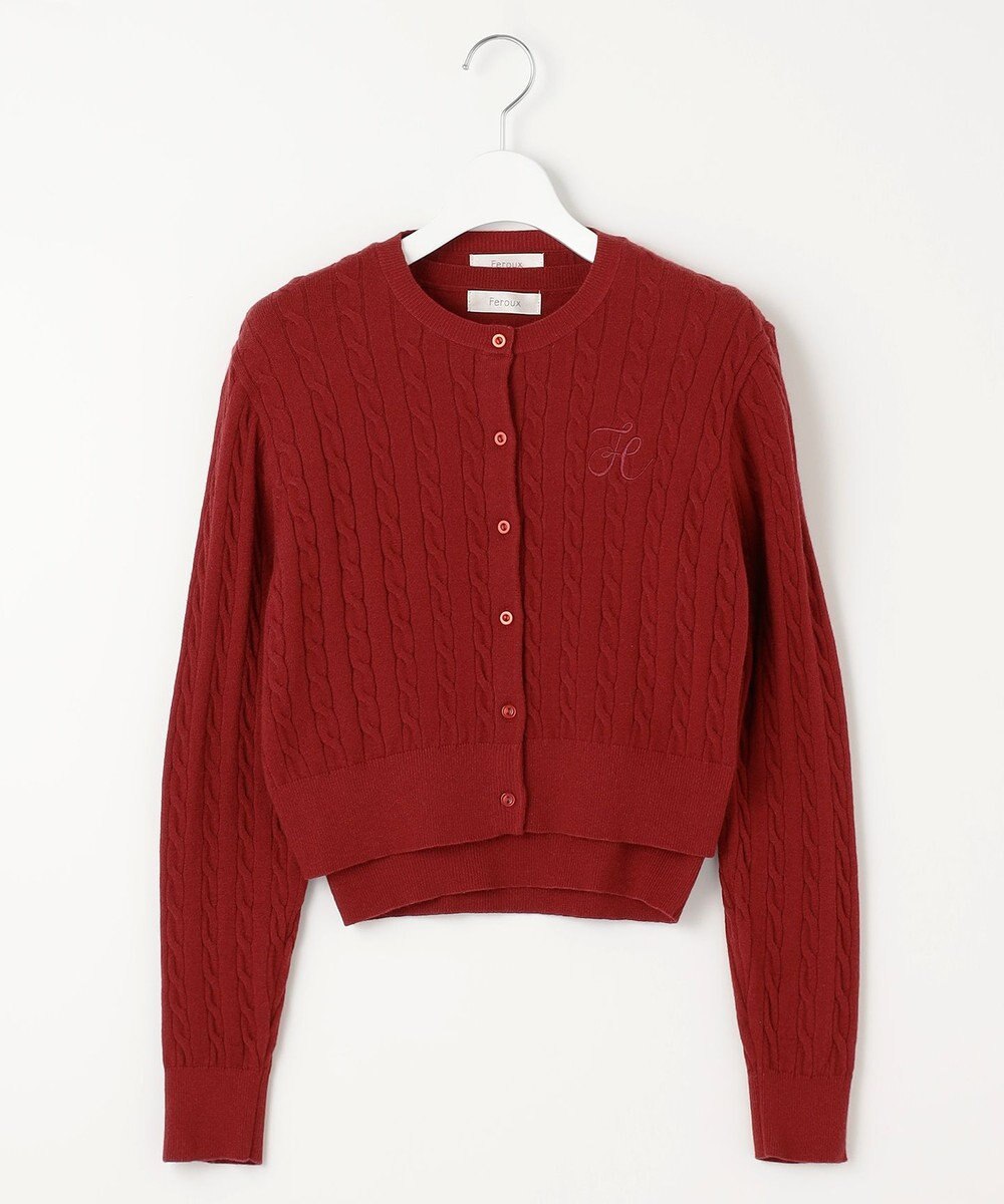 Feroux 【古畑星夏さん着用・アンサンブル】ロゴ刺繍入りケーブルアンサンブル ニット 