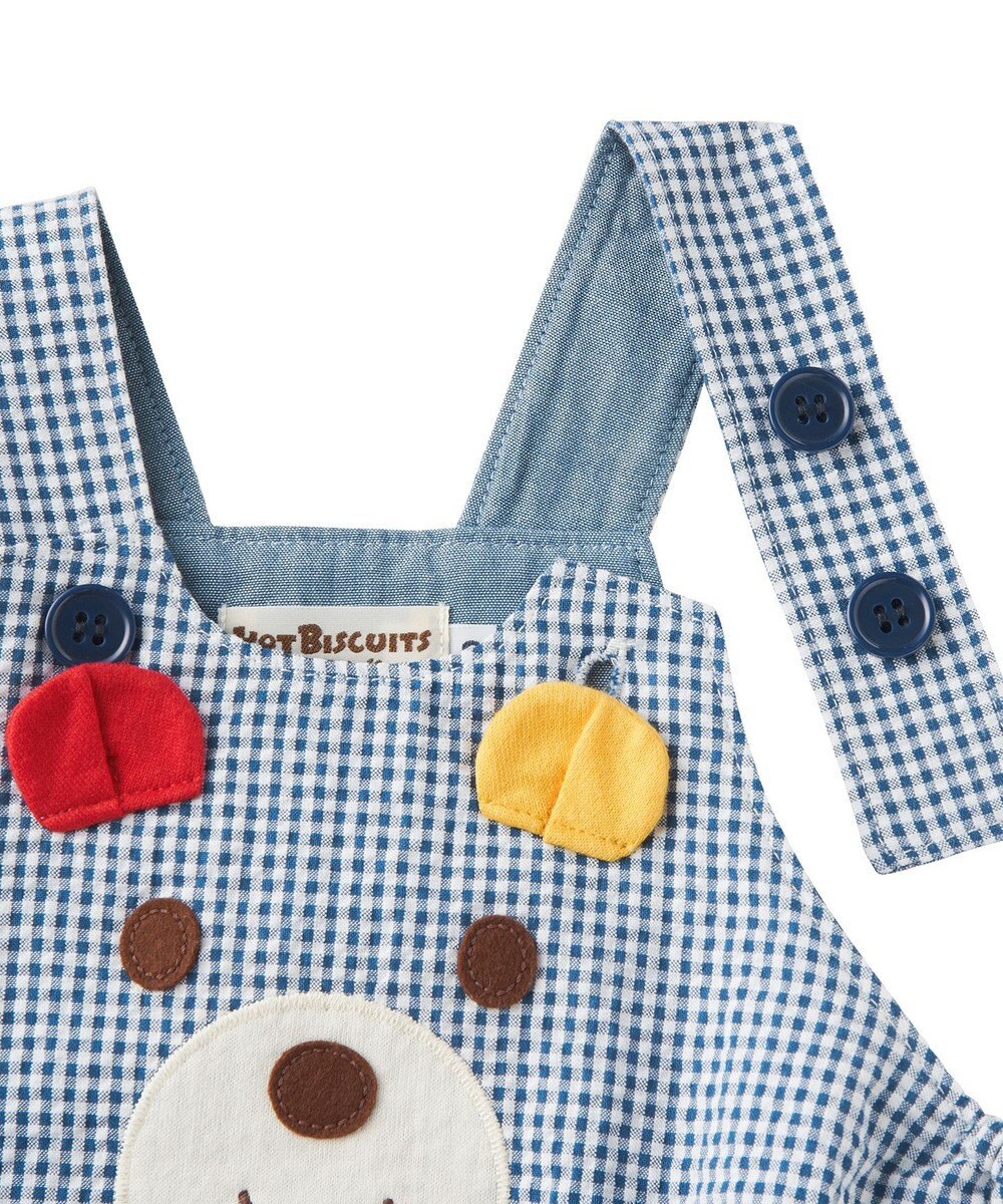 MIKI HOUSE HOT BISCUITS 【70-90cm】 顔ドン　デニムロンパース 