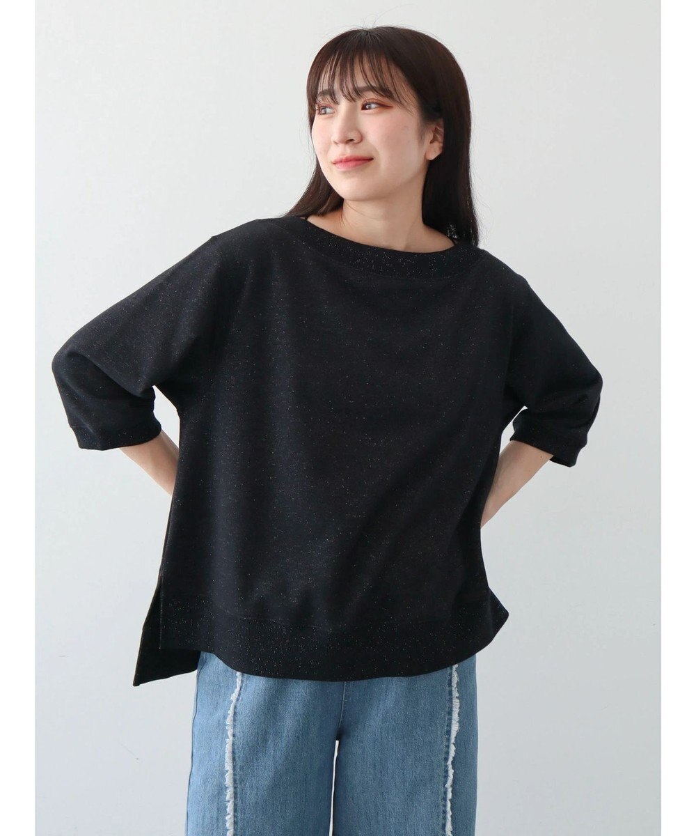 Green Parks ボートネックラメミニ裏毛プルオーバー 