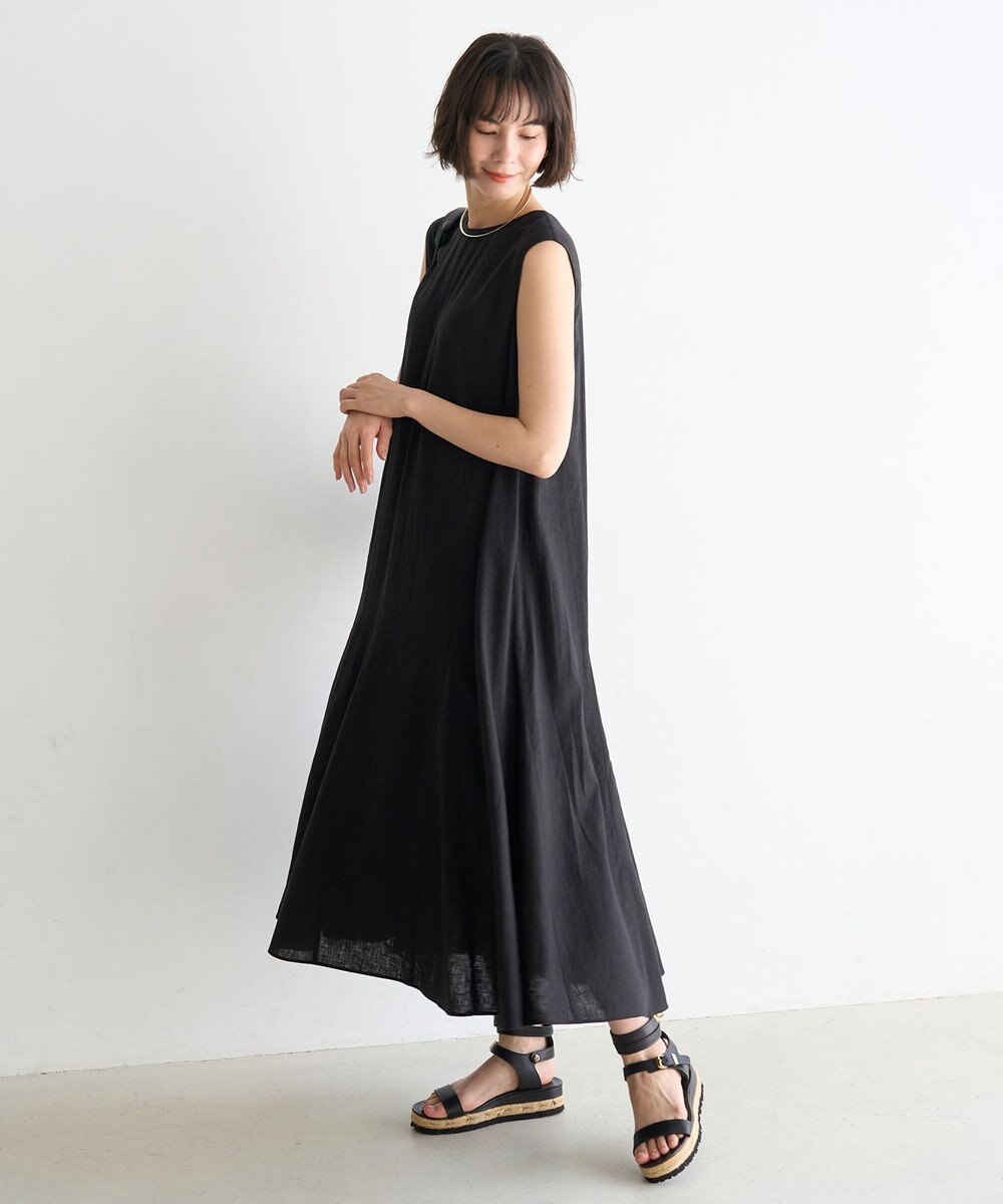 UNFILO L リネンレーヨン ノースリーブワンピース 