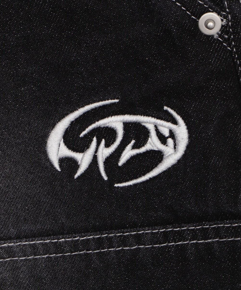 WEGO 【ユニセックス着用ITEM】ダブルニーロゴデニムショーツ 