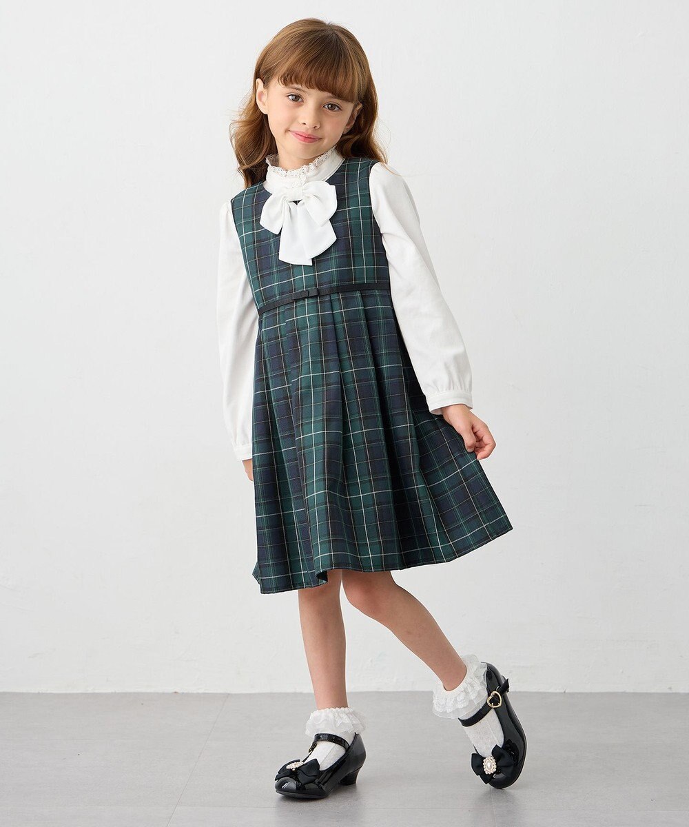 ANY KIDS リボン付きスタンドカラーブラウス 