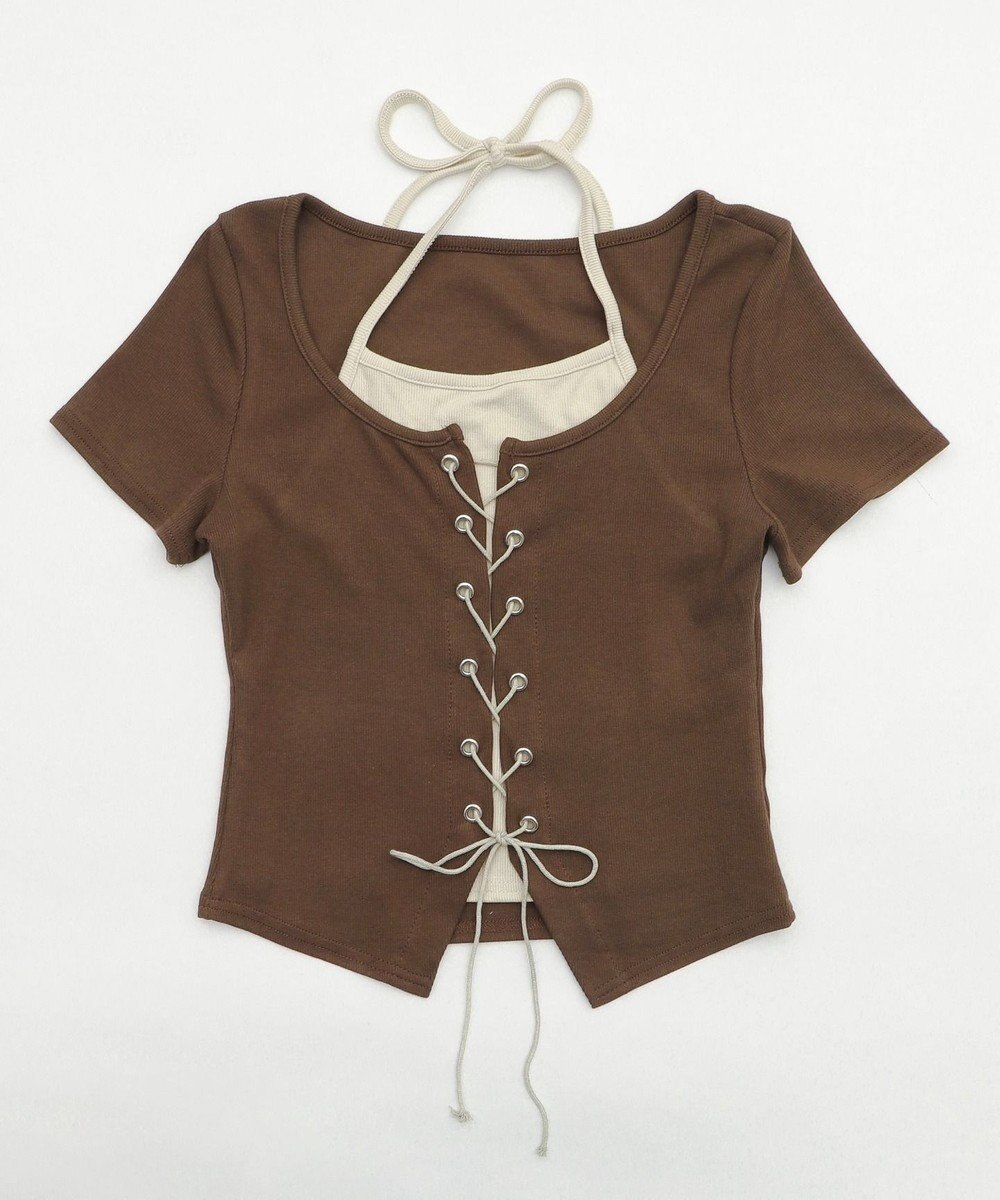 WEGO フロントレースアップレイヤードT 