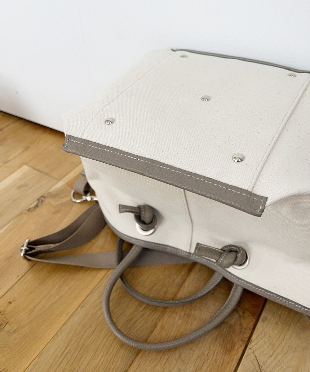 Hekhèr Le Style de Vie 【日本製 / 2WAY】コットンキャンバス×シュリンクレザー ノットハンドバッグ medium 