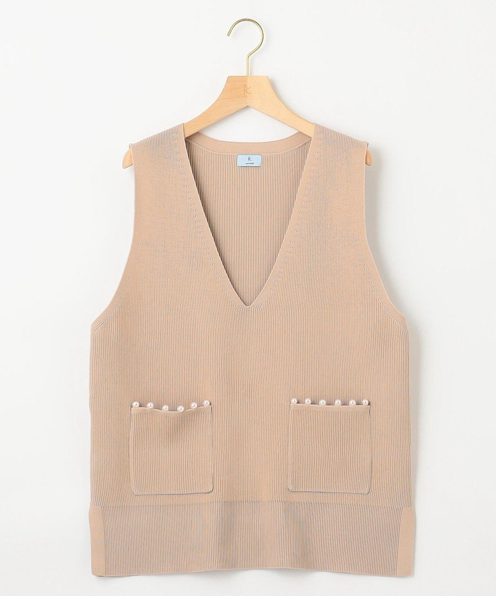 組曲 【洗える・軽量】パールディテールニット ベスト 