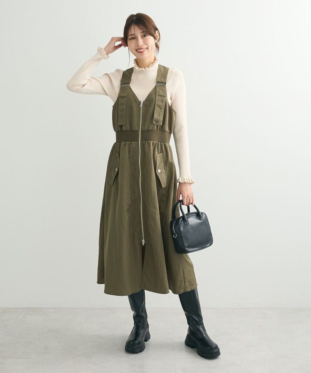 Green Parks ・ｓｗｉｎｇ　ｂｙ　フリルハイネックリブニット 