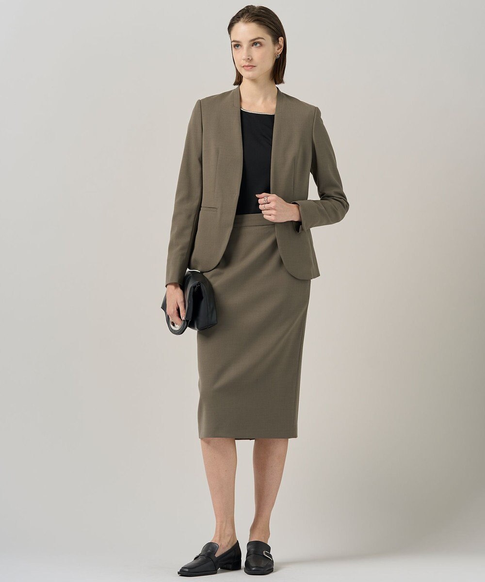 ICB 【UVカット・洗える】ウール2WAYストレッチ ノーカラージャケット 