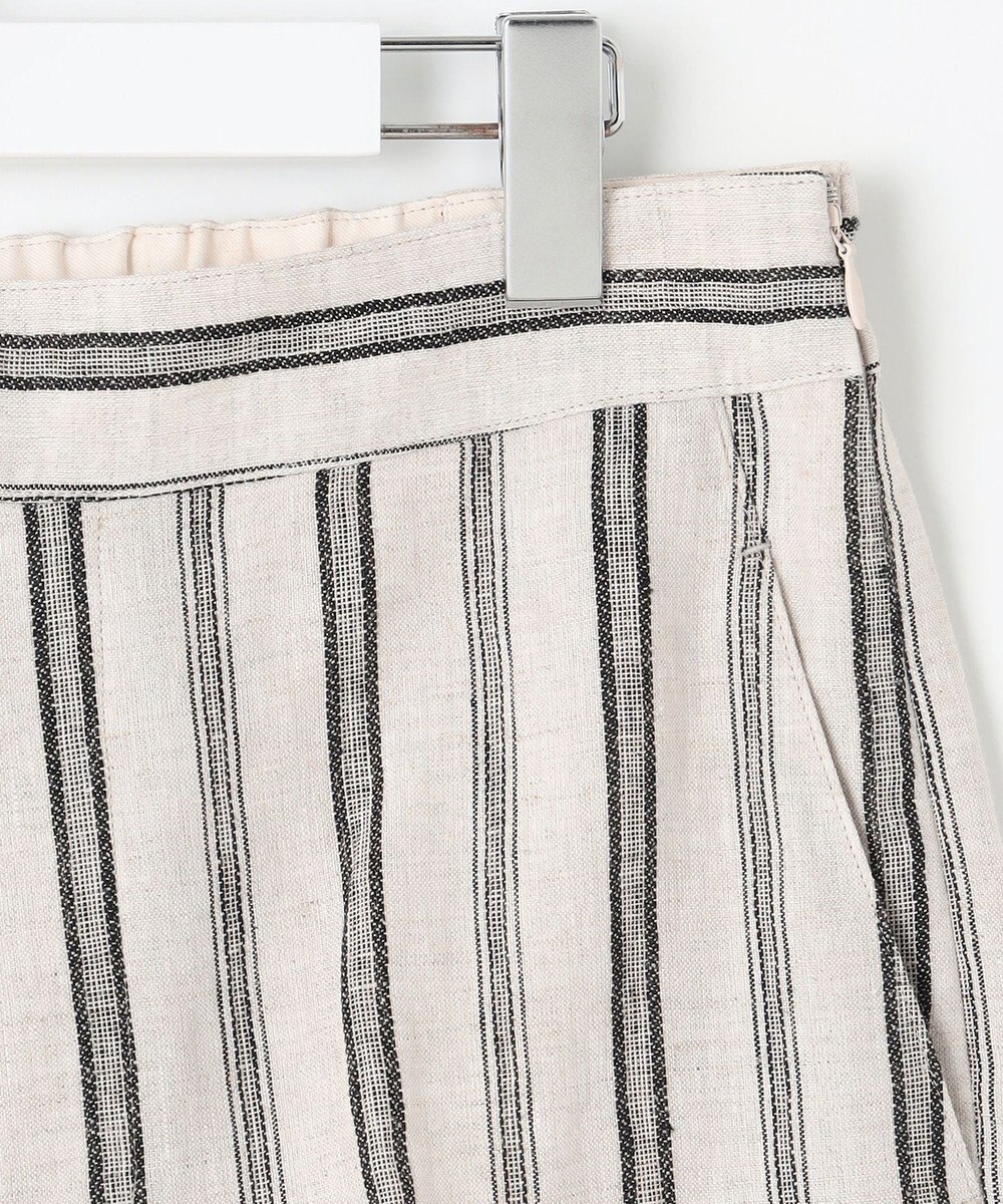 23区 【洗える】リネンストライプ ワイド パンツ 